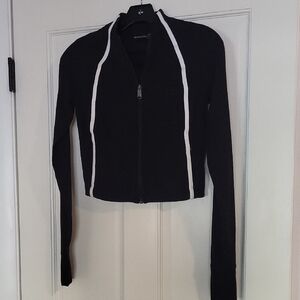 NEW Athleta Black and White Stripe Crop Salutation Jacket